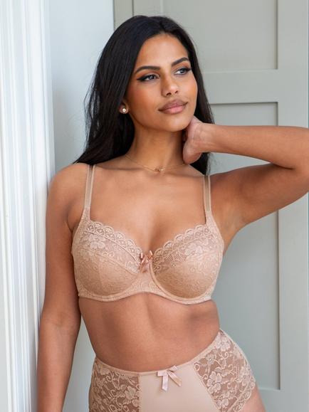 Pour Moi Rebel Side Support Underwired Lace Bra, Almond