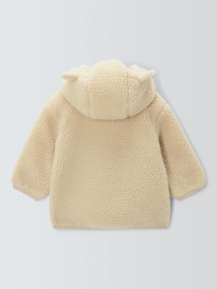 John Lewis Baby Borg Jacket with Removeable Gilet, Natural - view 2, Natural