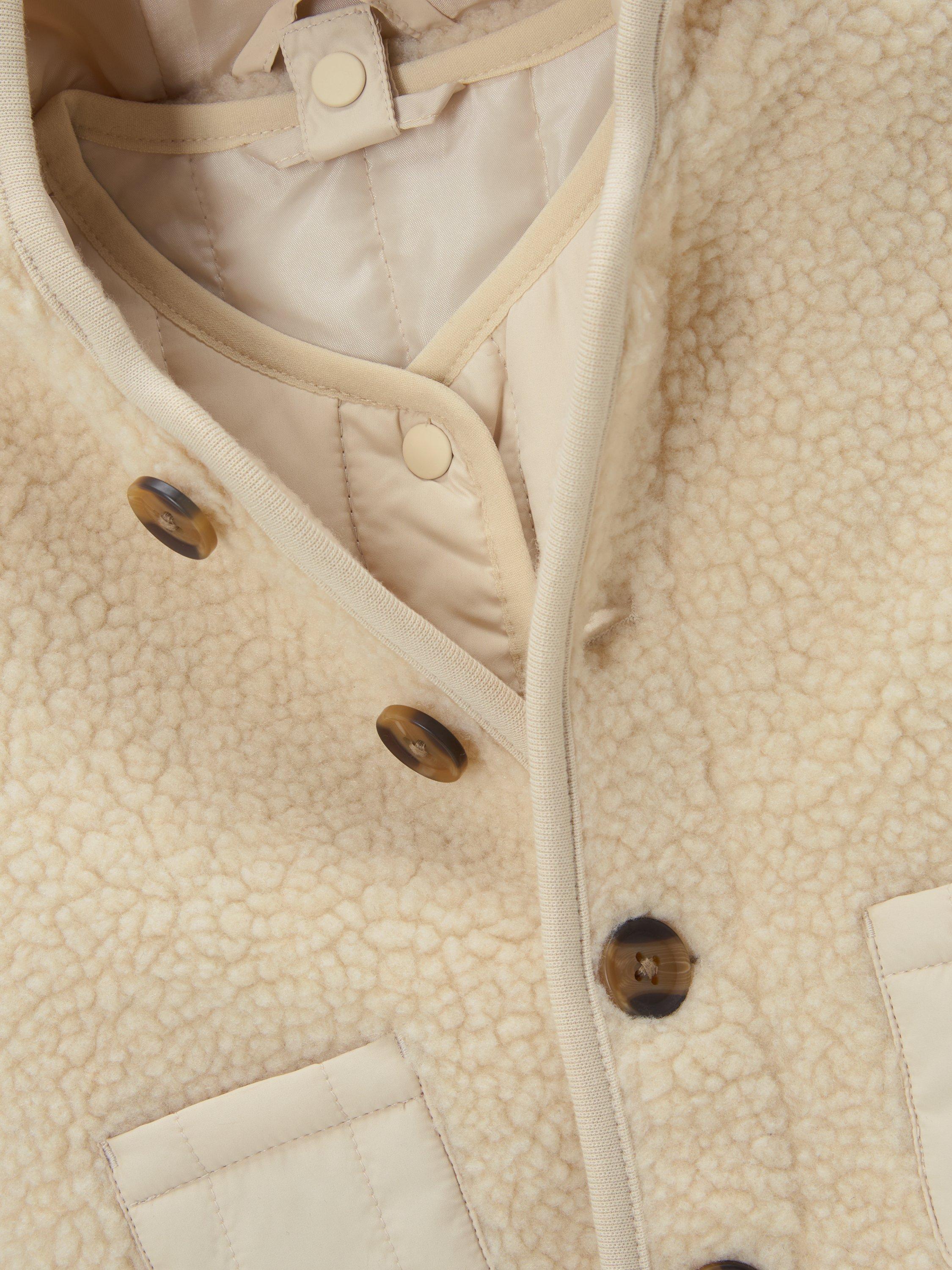 Product image 3 of 3, which shows John Lewis Baby Borg Jacket with Removeable Gilet, Natural, 3-6 months