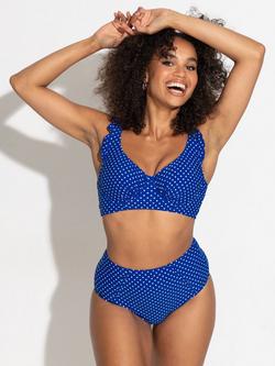 Pour Moi Sicily High Waist Tummy Control Bikini Bottoms, Black/White, Blue/White