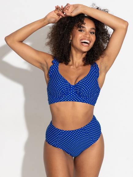 Pour Moi Sicily High Waist Tummy Control Bikini Bottoms, Black/White, Blue/White