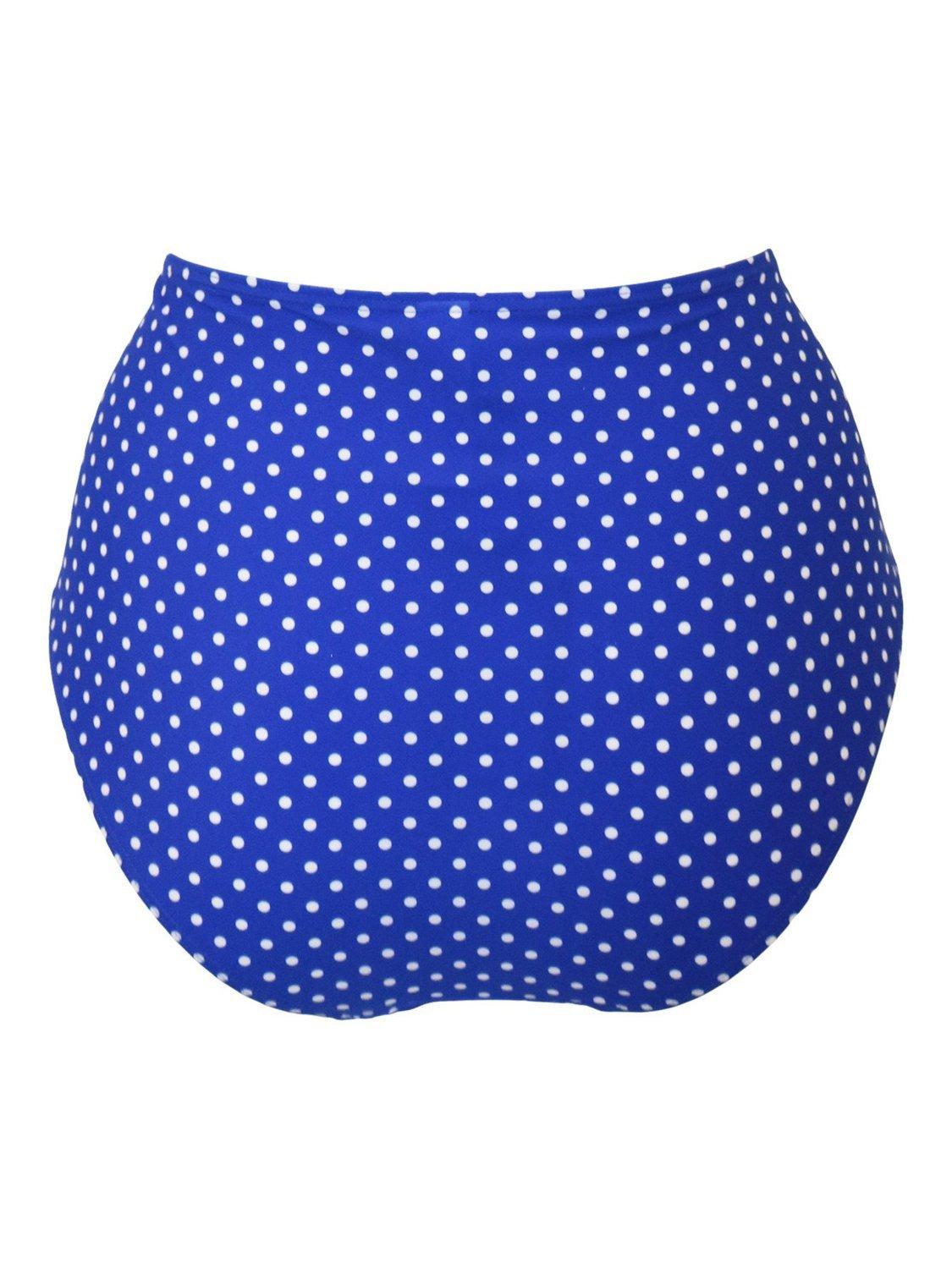 Product image 8 of 8, which shows Pour Moi Sicily High Waist Tummy Control Bikini Bottoms, Blue/White, 10