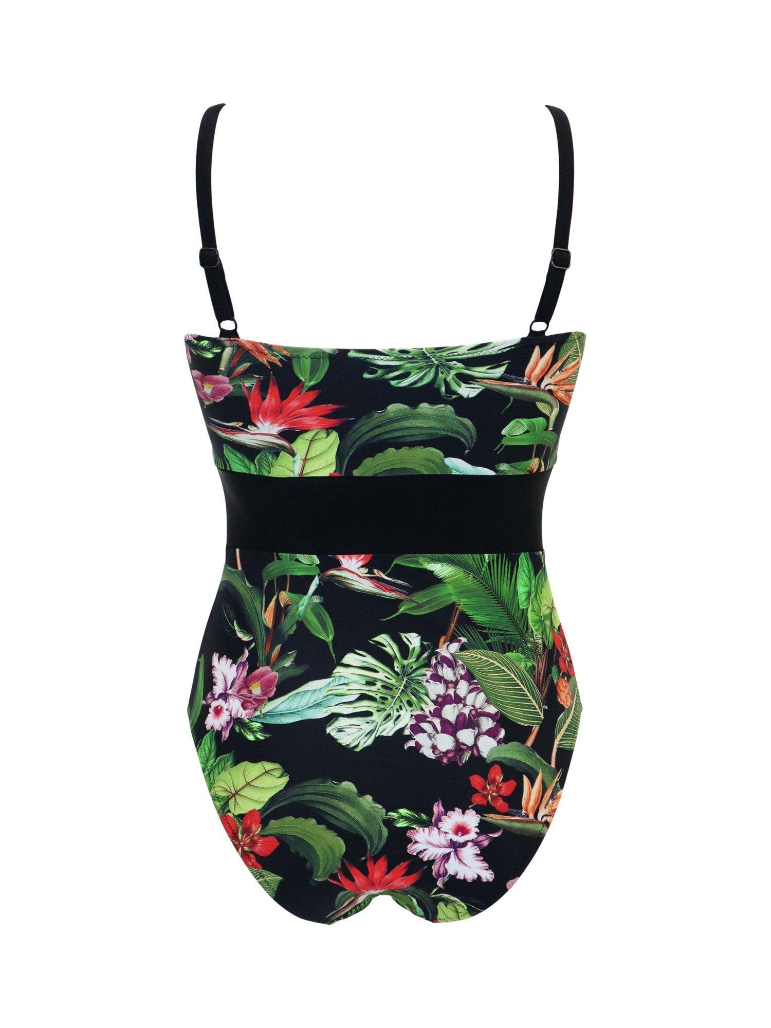 Product image 7 of 7, which shows Pour Moi Palermo Pannelled Tummy Control Swimsuit, Black/Multi, 10