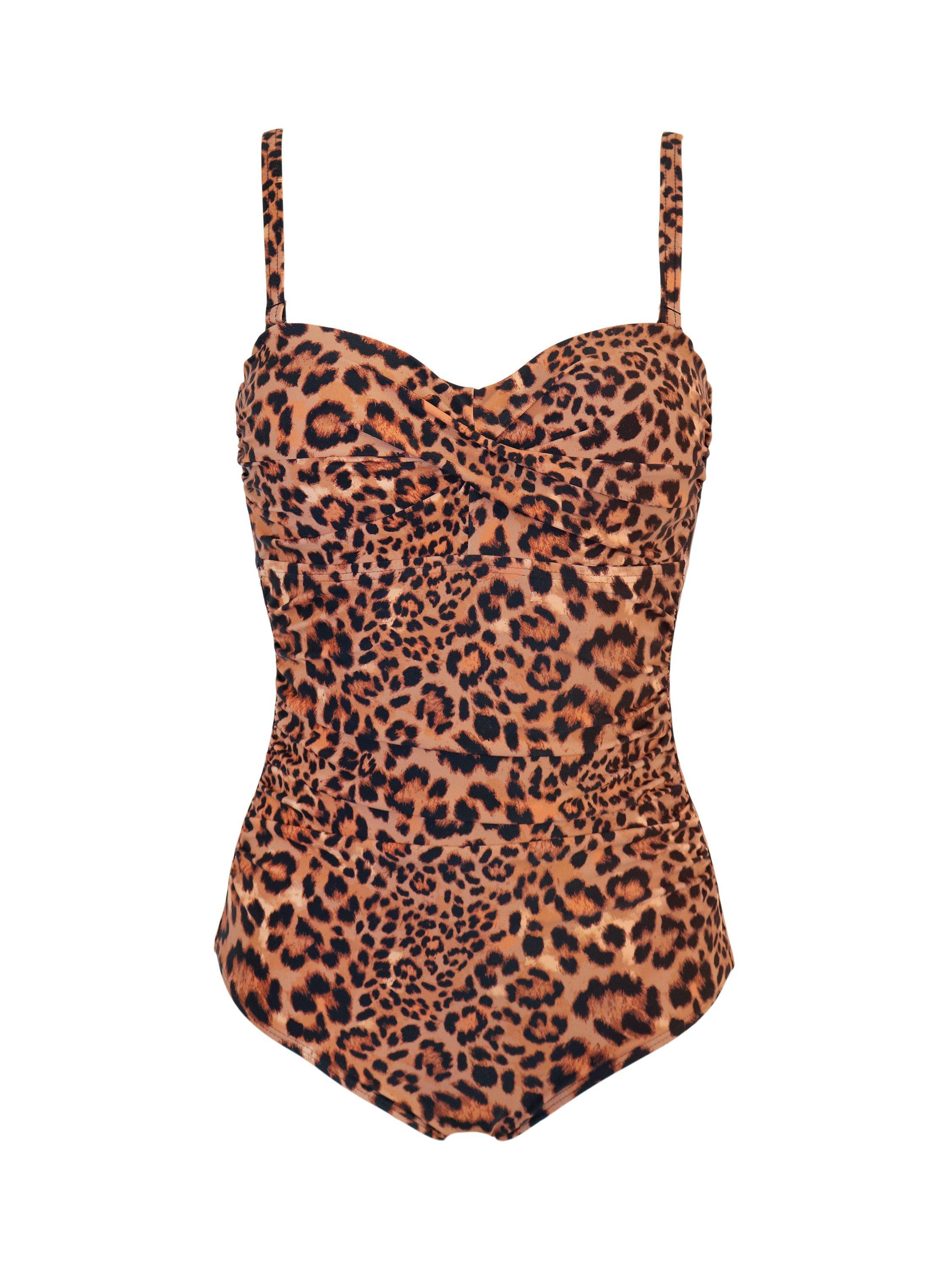 Product image 6 of 7, which shows Pour Moi Santa Monica Animal Print Tummy Control Swimsuit, Leopard, 10