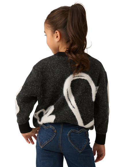 Angel & Rocket Kids' Black Heart Jumper, Black/White - view 2, Black/White