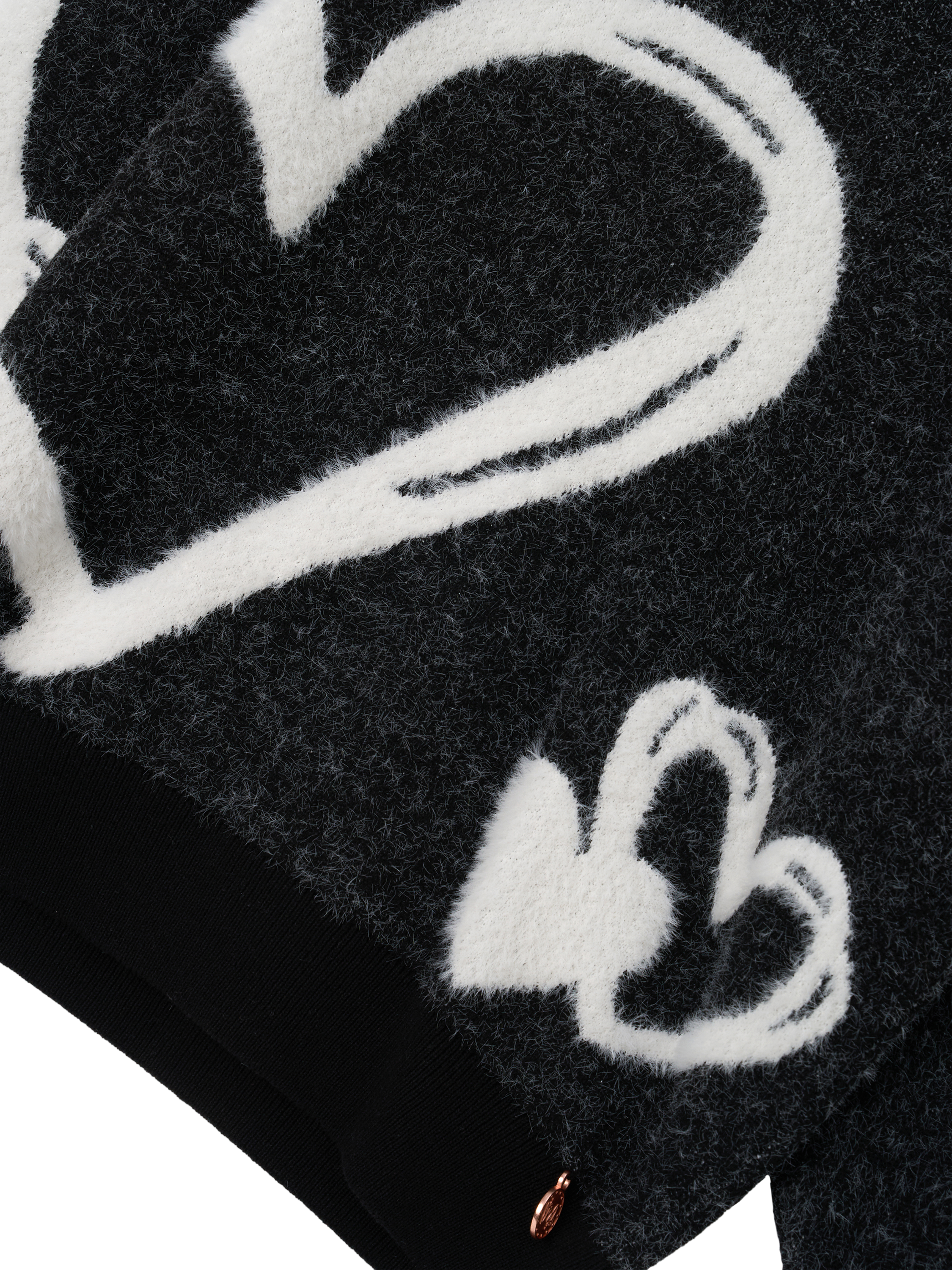 Product image 8 of 8, which shows Angel & Rocket Kids' Black Heart Jumper, Black/White, 3-4 years