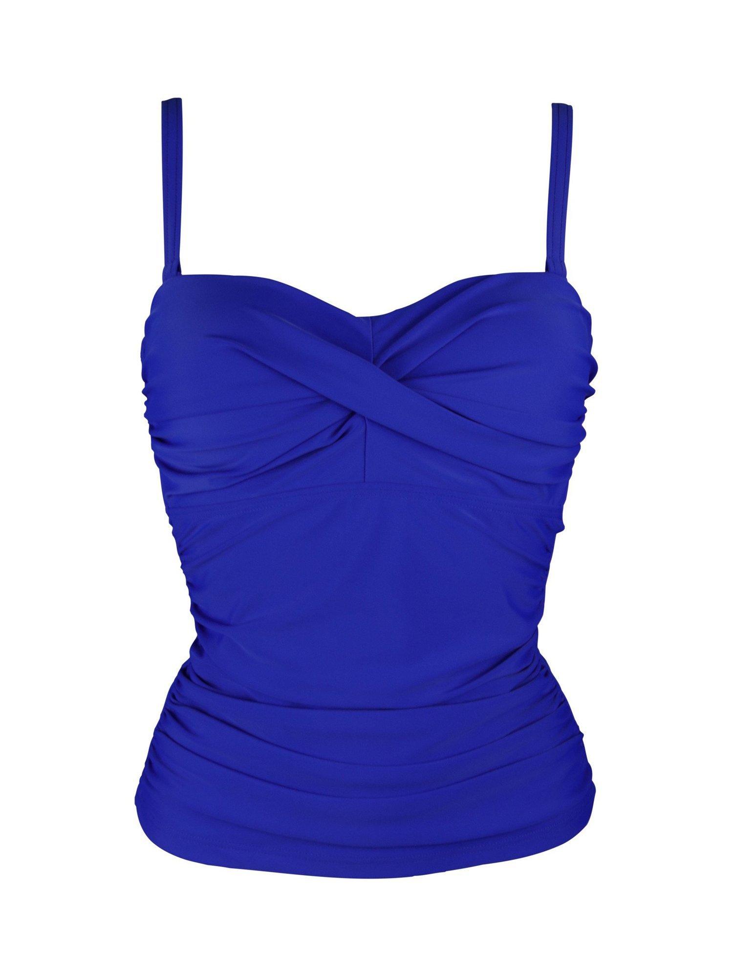 Product image 6 of 7, which shows Pour Moi Free Spirit Non-Wired Strapless Tankini Top, Ultramarine, 10