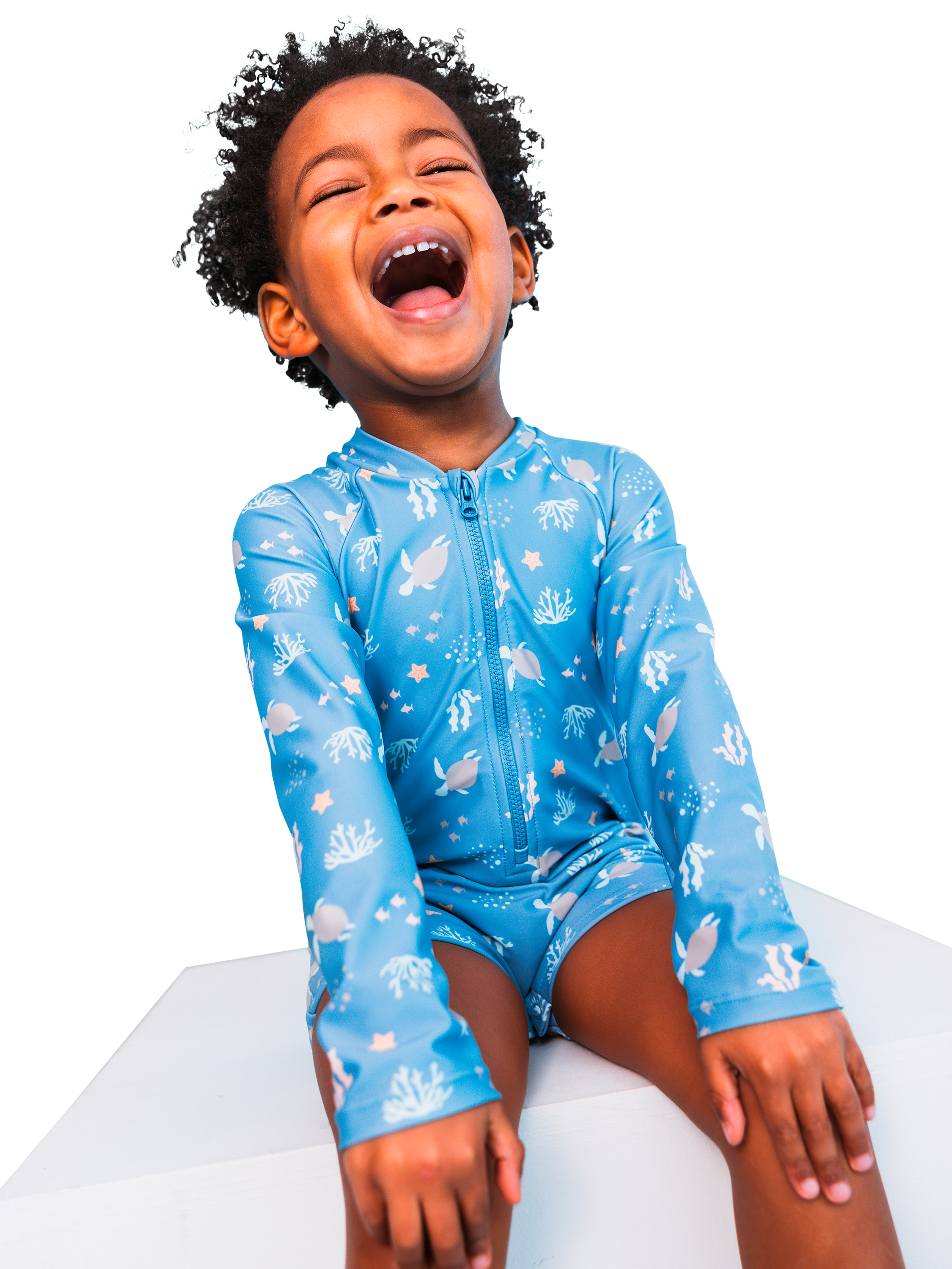 Product image 1 of 3, which shows Swim Essentials Baby UV Rashguard Swimsuit, Blue Sealife, 0-6 months