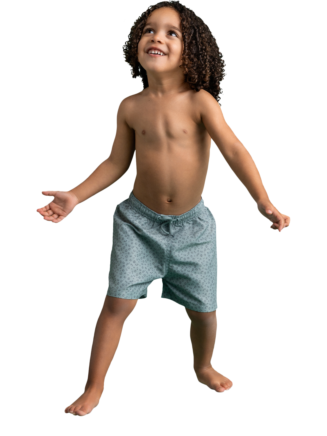 Product image 3 of 6, which shows Swim Essentials Kids' UV Swim Shorts, Green Leopard, 1-2 years