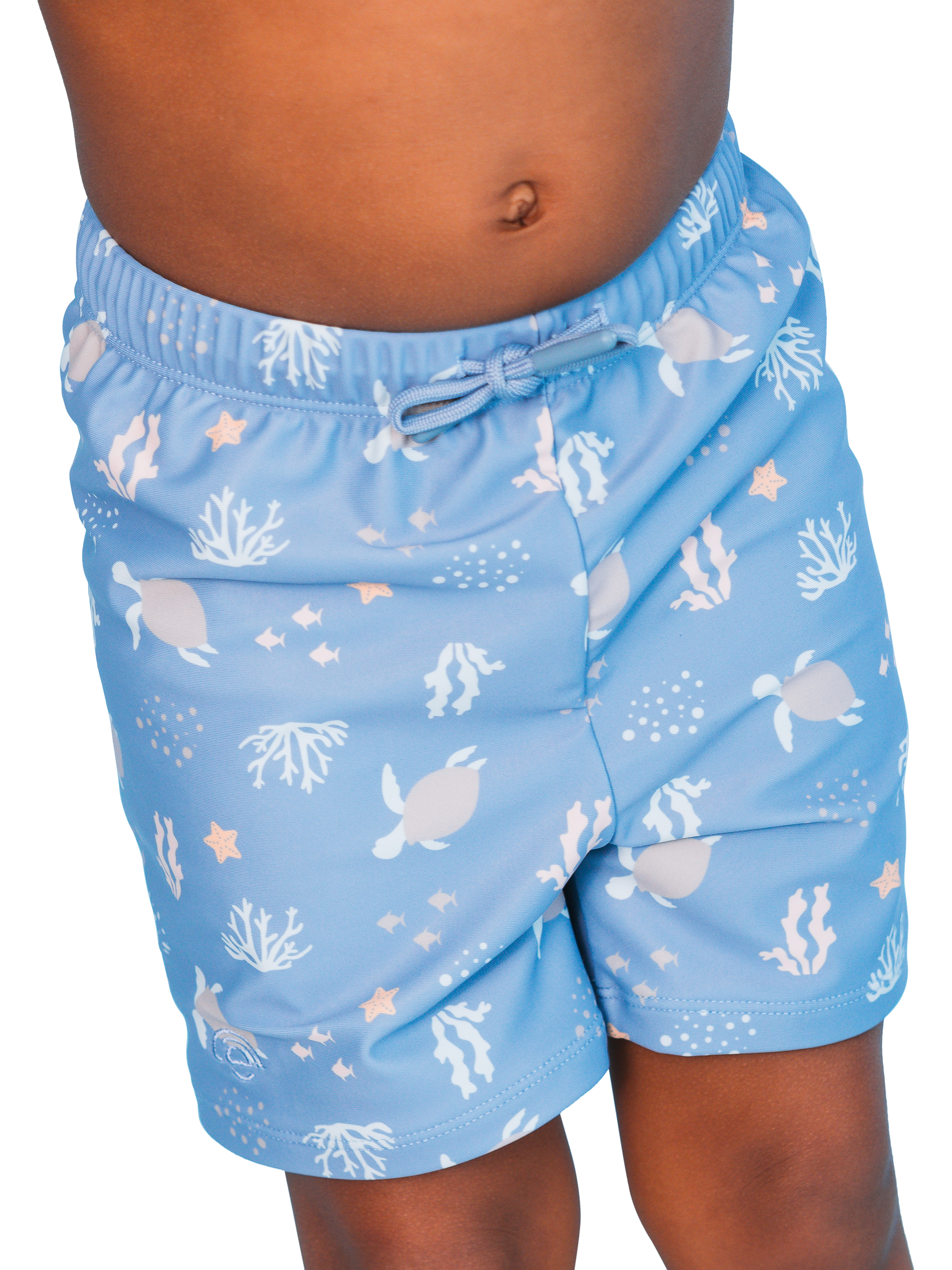 Product image 1 of 4, which shows Swim Essentials Kids' UV Fitted Swim Shorts, Blue Sealife, 1-2 years