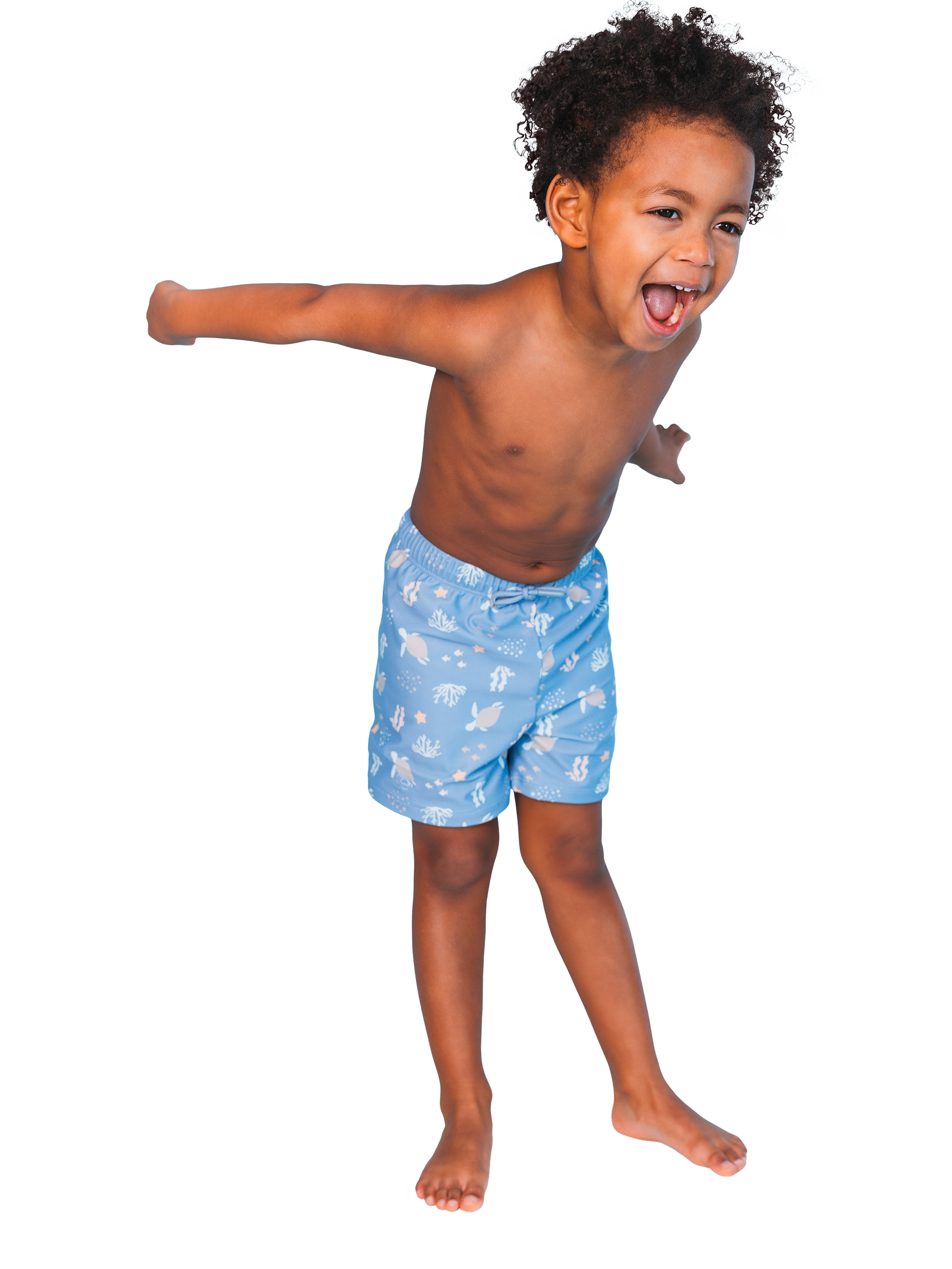 Product image 2 of 4, which shows Swim Essentials Kids' UV Fitted Swim Shorts, Blue Sealife, 1-2 years