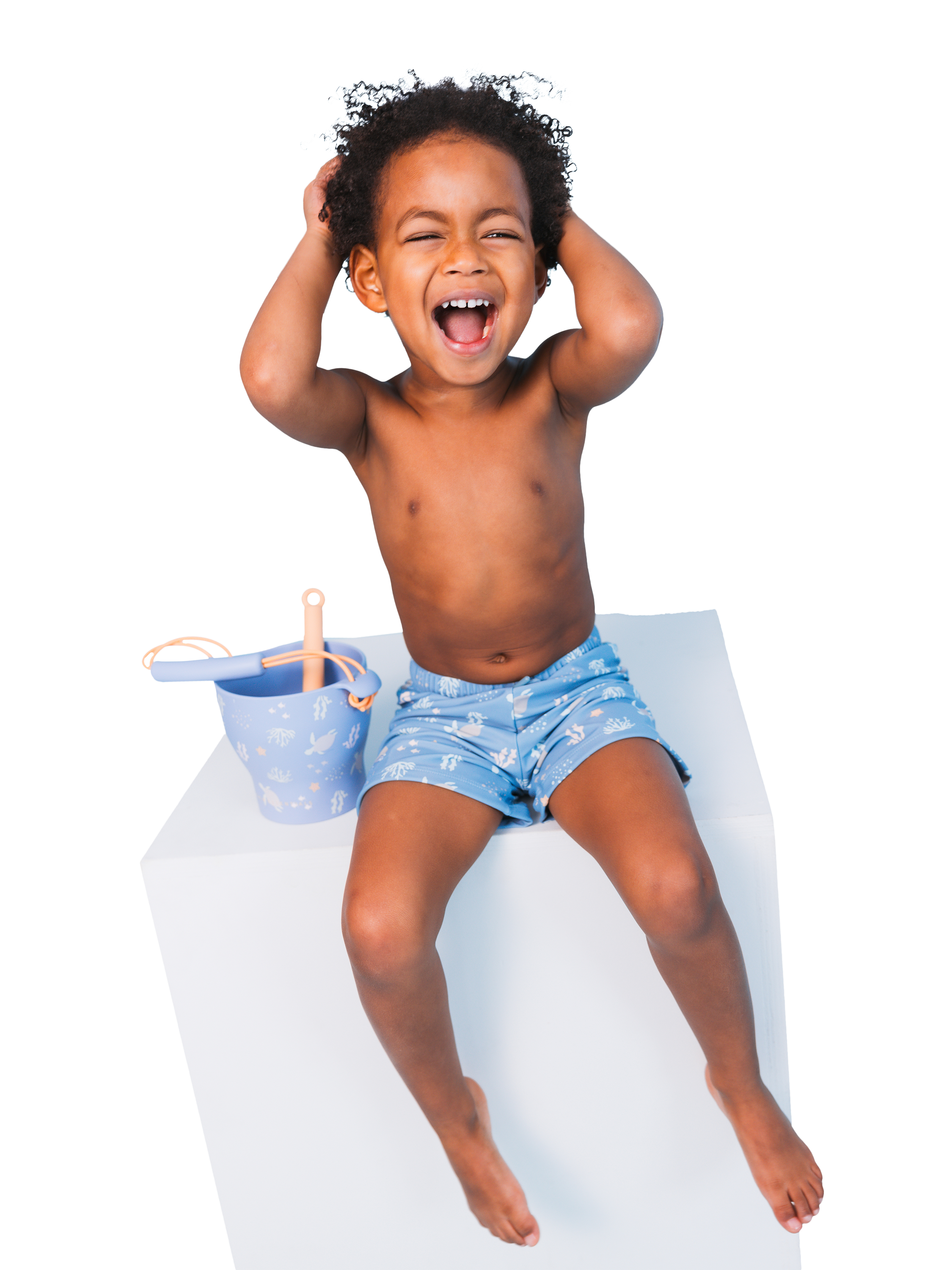 Product image 4 of 4, which shows Swim Essentials Kids' UV Fitted Swim Shorts, Blue Sealife, 1-2 years