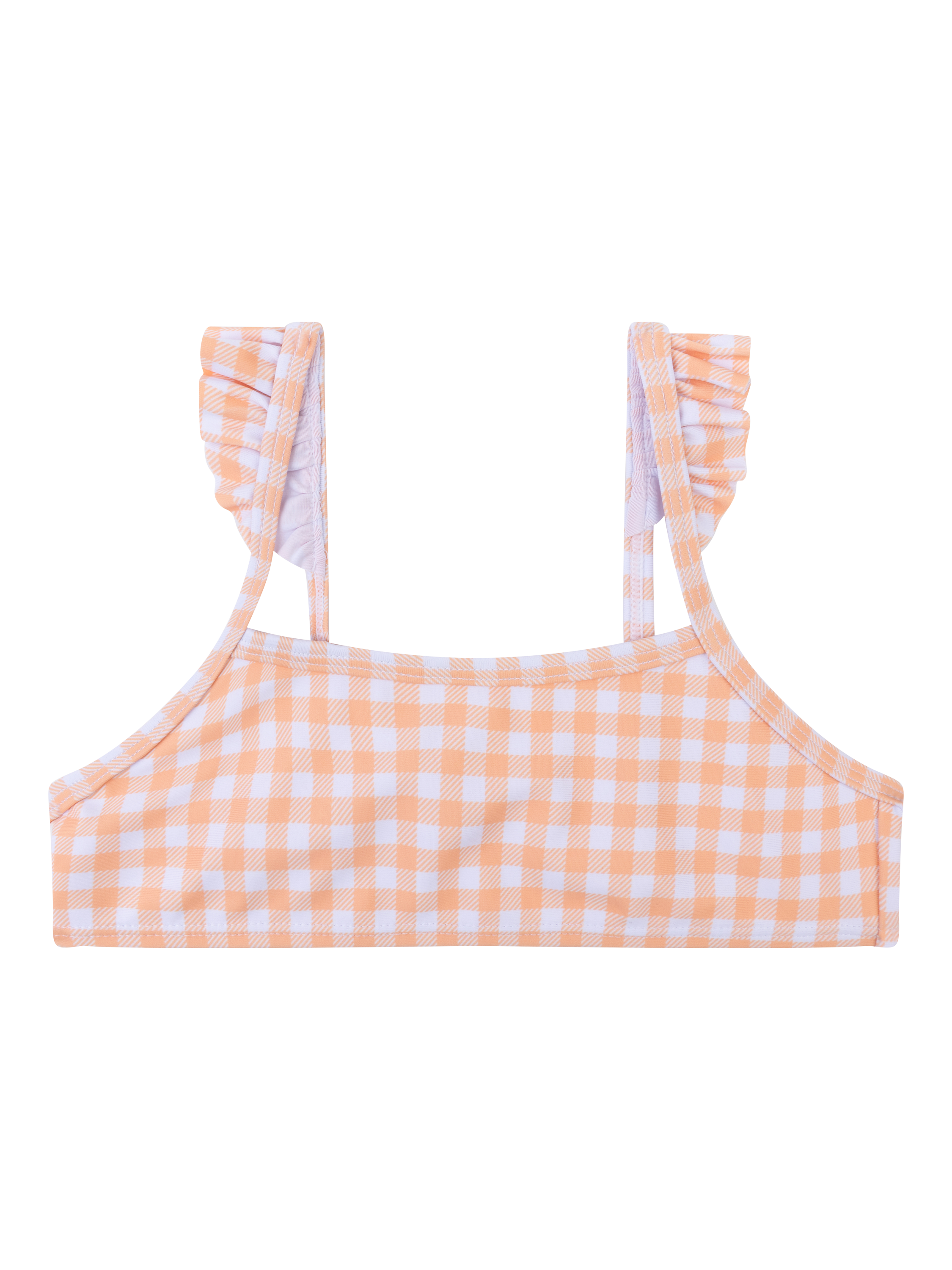 Product image 2 of 5, which shows Swim Essentials Kids' UV Gingham Frill Bikini, Apricot Orange, 4-6 years