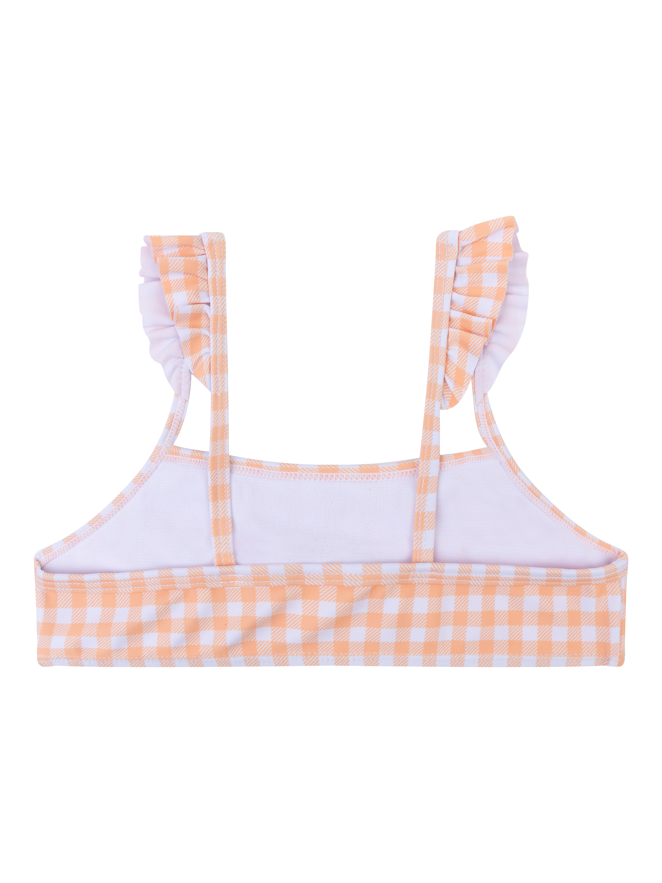 Product image 4 of 5, which shows Swim Essentials Kids' UV Gingham Frill Bikini, Apricot Orange, 4-6 years