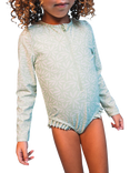 Swim Essentials Kids' UV Floral Rashguard Swimsuit, Green Matcha, Green Matcha