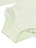 Swim Essentials Kids' UV Floral Rashguard Swimsuit, Green Matcha, Green Matcha