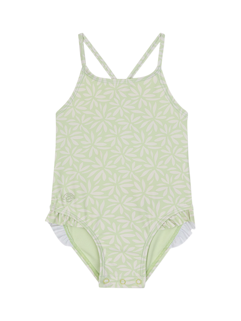 Product image 1 of 3, which shows Swim Essentials Kids' UV Floral Swimsuit, Green Matcha, 1-2 years