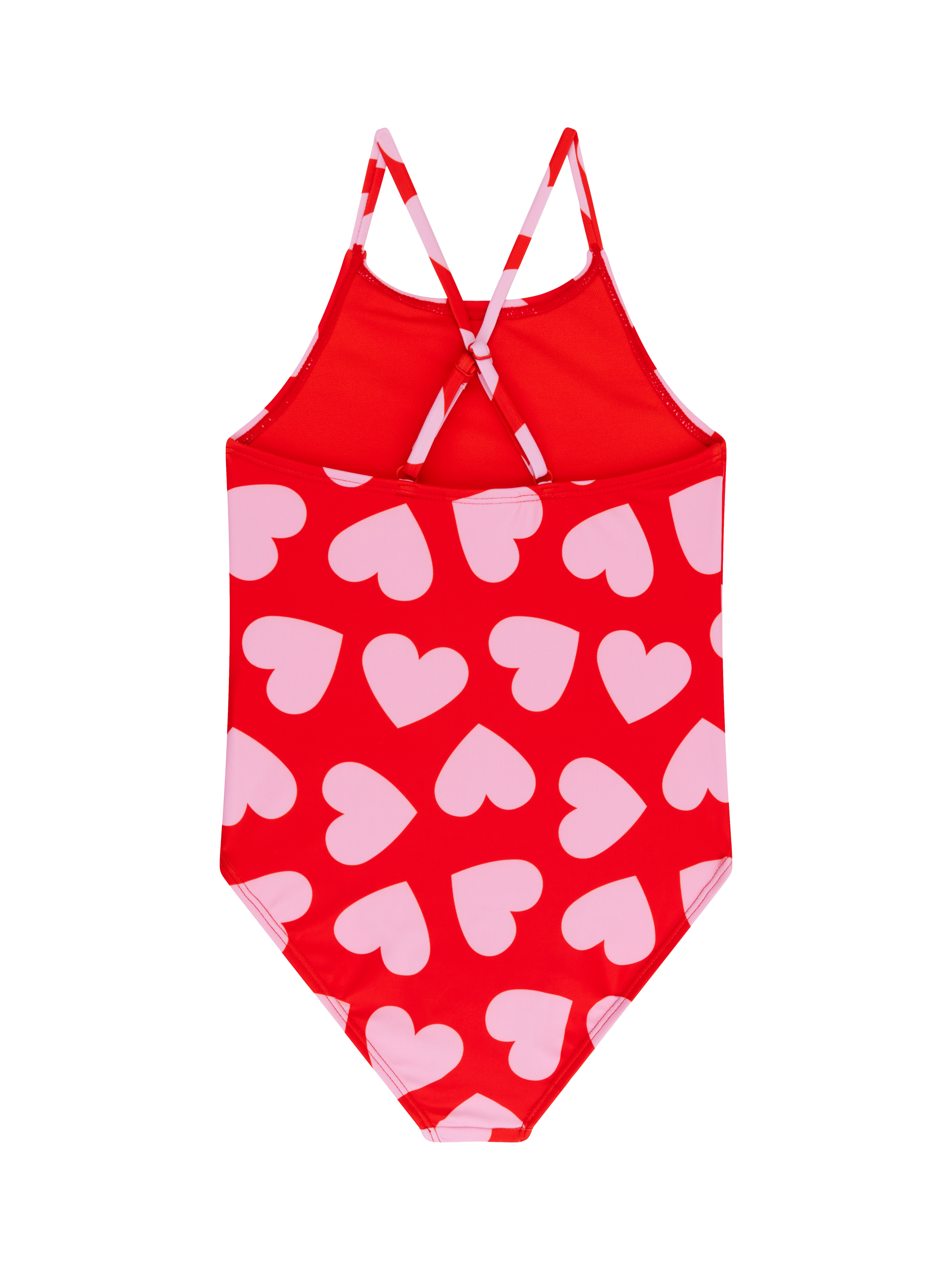 Product image 2 of 3, which shows Swim Essentials Kids' UV Swimsuit, Red Hearts, 1-2 years