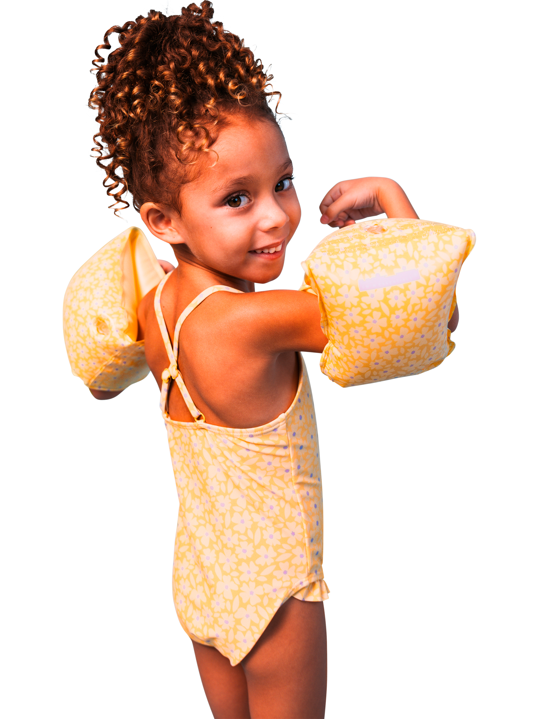 Product image 2 of 2, which shows Swim Essentials Kids' Flower Print Swimsuit, Yellow Flower, 1-2 years