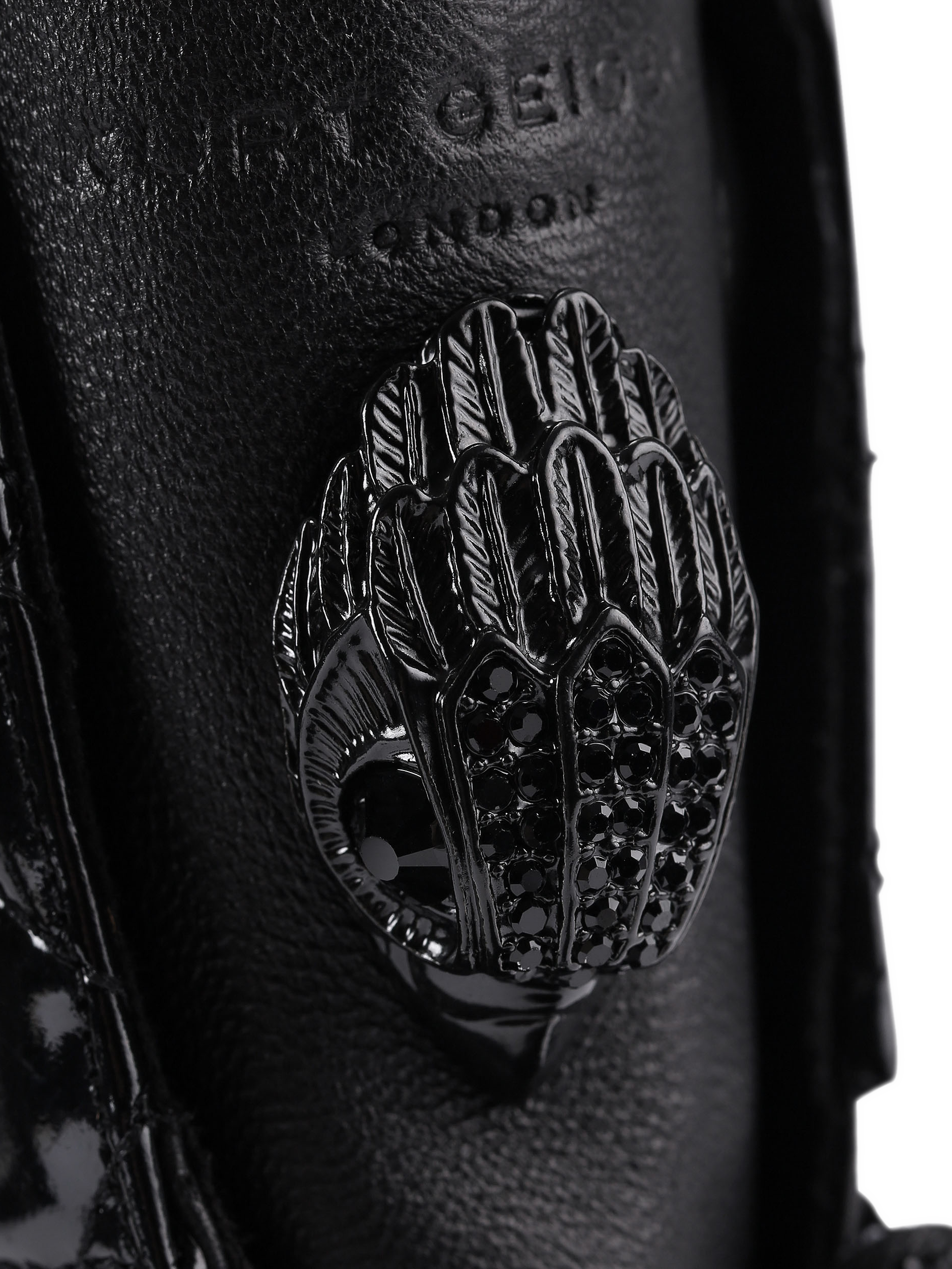 Product image 6 of 6, which shows Kurt Geiger London Kensington Cuff Leather Lace Up Calf Boots, Black, 3