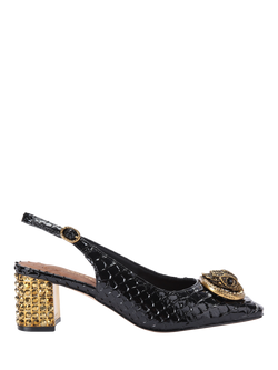 Kurt Geiger London Chelsea Embellished Block Heeled Slingback Courts, Black, Black