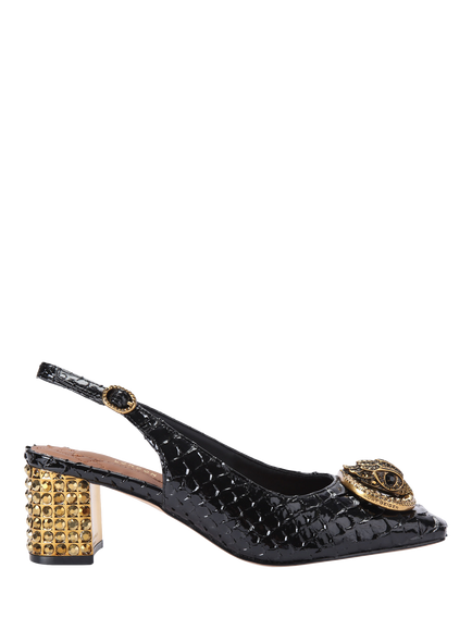 Kurt Geiger London Chelsea Embellished Block Heeled Slingback Courts, Black, Black