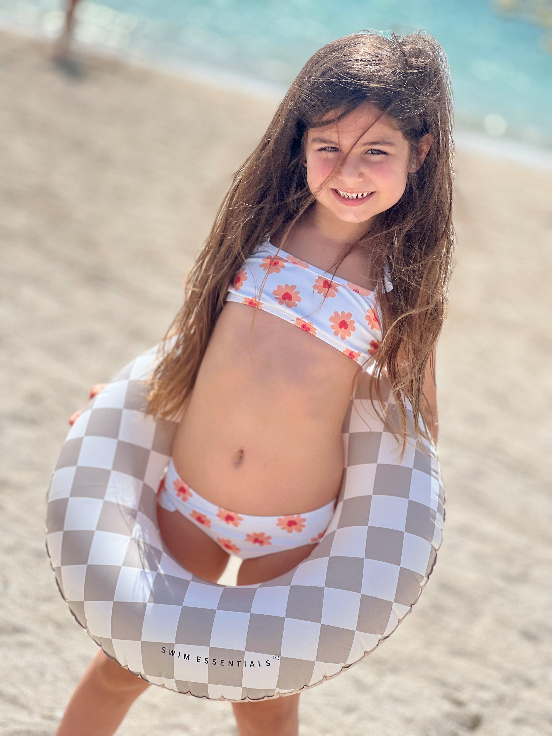 Product image 8 of 9, which shows Swim Essentials Kids' UV Bikini, Flower Hearts, 4-6 years