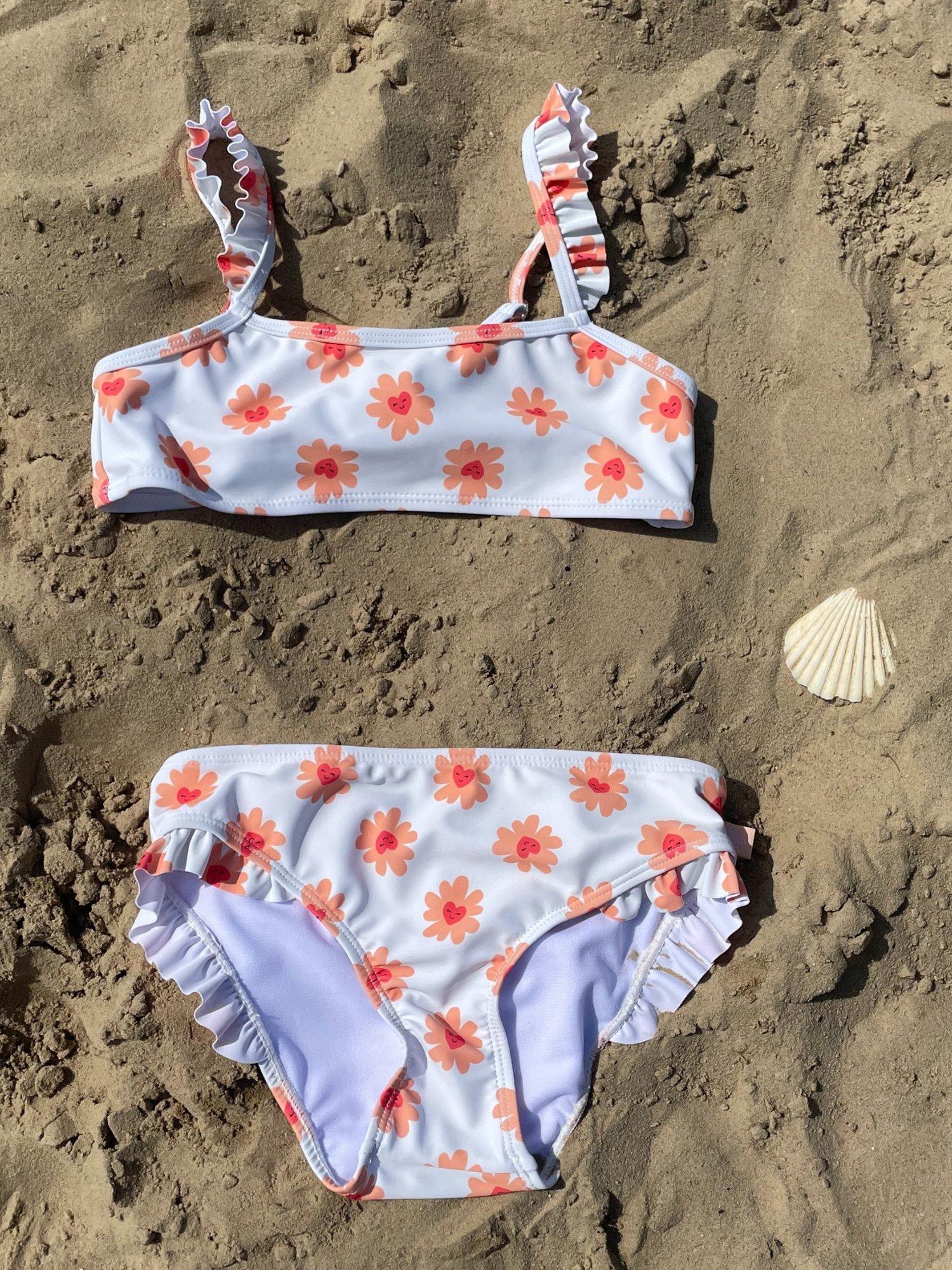 Product image 9 of 9, which shows Swim Essentials Kids' UV Bikini, Flower Hearts, 4-6 years
