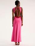OMNES Aurelia Satin Lace Trim Dress, Cerise/Red