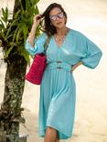 Pour Moi Crinkle O-Ring Midi Kaftan, Aqua