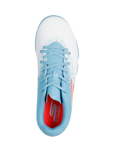 Skechers Kids' Razor 1.5 Turf Speed Football Boots, White/Turquoise - view 2, White/Turquoise