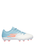 Skechers Kids' Razor 1.5 Firm Ground Speed Football Boots, White/Turquoise