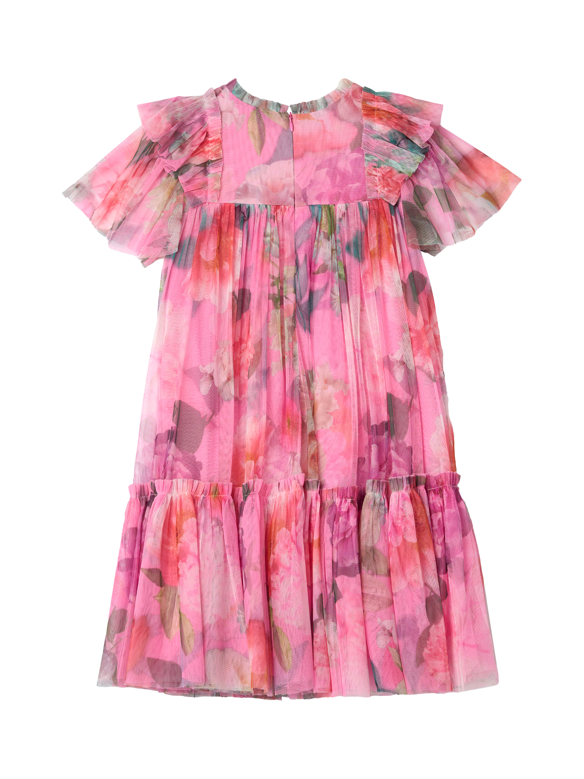 Product image 9 of 9, which shows Angel & Rocket Kids' Printed Tulle Dress, Pink/Multi, 7 years