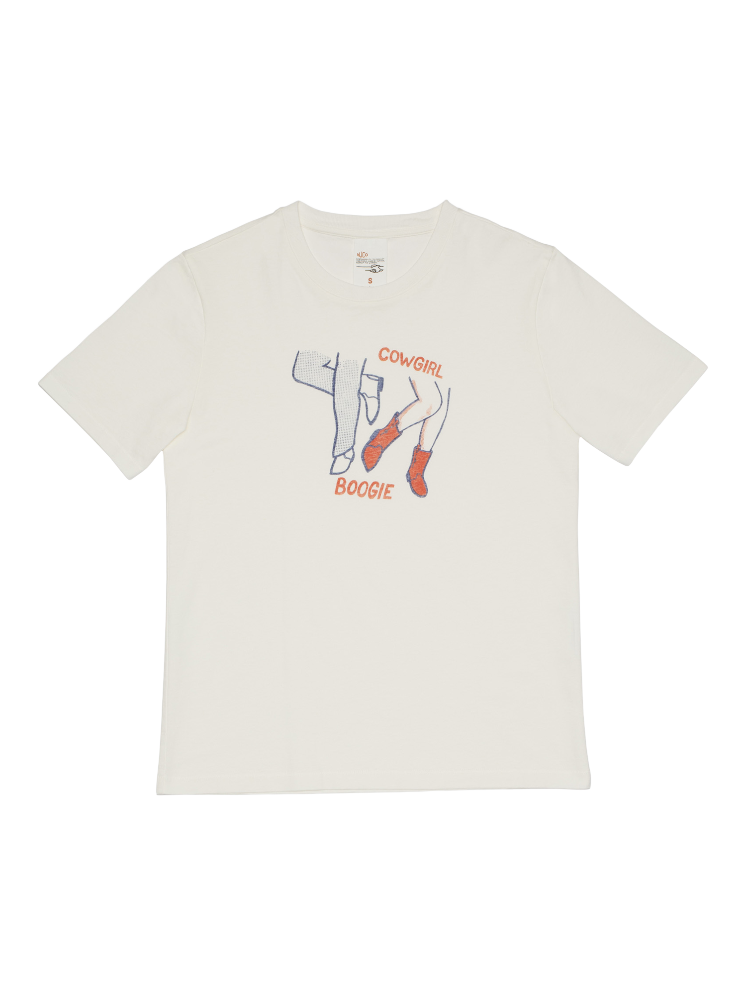 Product image 1 of 5, which shows Nudie Jeans Joni Cowgirl Boogie T-Shirt, White, XS