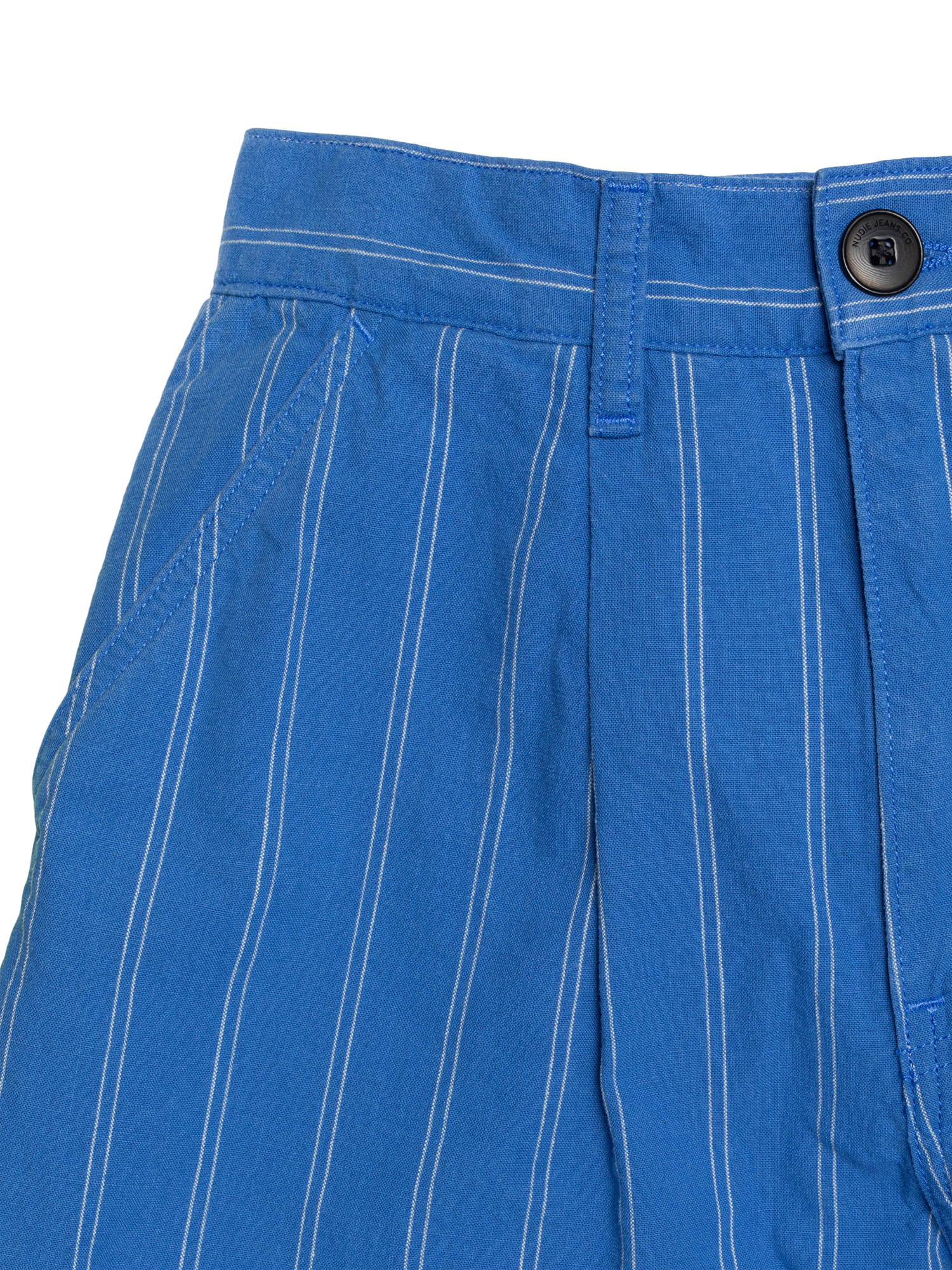 Product image 5 of 8, which shows Nudie Jeans Gullan Stripe Trousers, Blue/White, 26