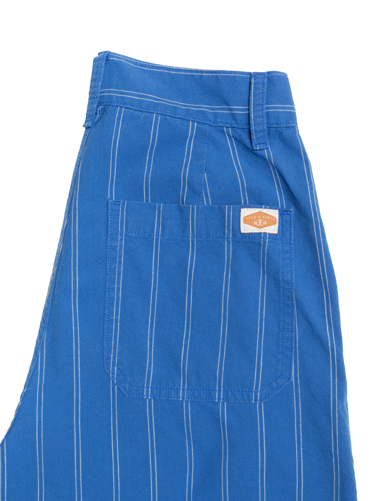 Product image 6 of 8, which shows Nudie Jeans Gullan Stripe Trousers, Blue/White, 26