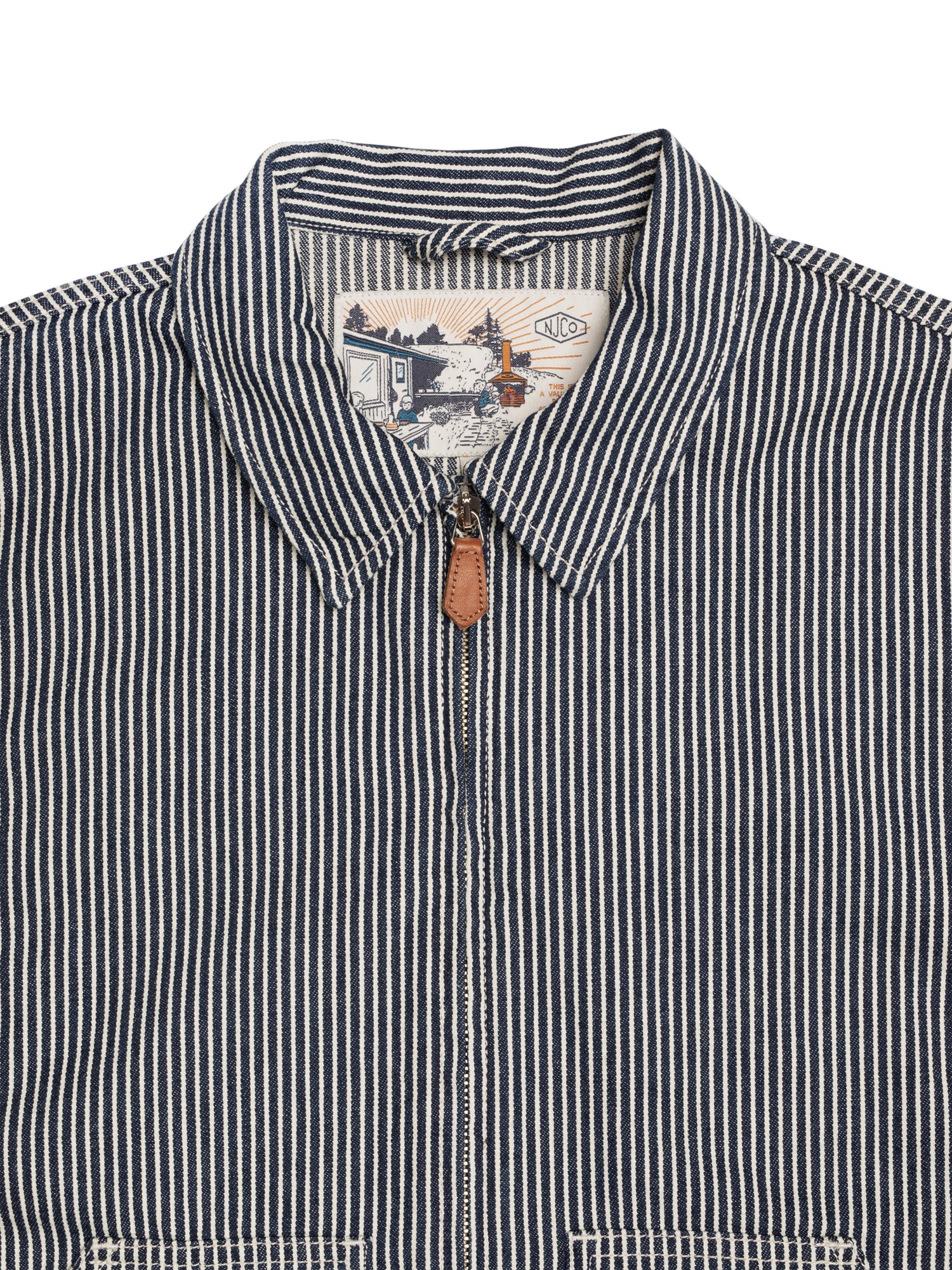 Product image 3 of 7, which shows Nudie Jeans Jade Stripe Zip Jacket, Blue/White, XS