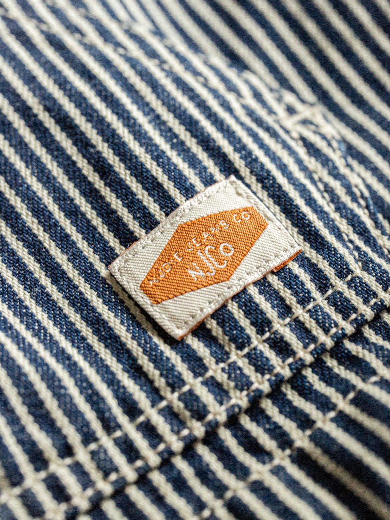 Product image 6 of 7, which shows Nudie Jeans Jade Stripe Zip Jacket, Blue/White, XS