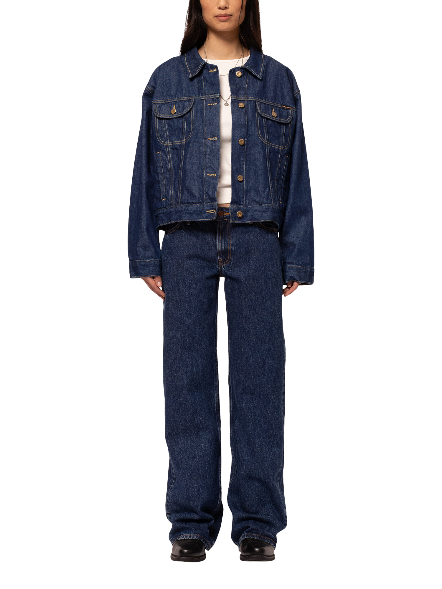 Product image 1 of 5, which shows Nudie Jeans Berit Denim Jacket, Dark Blue, XS