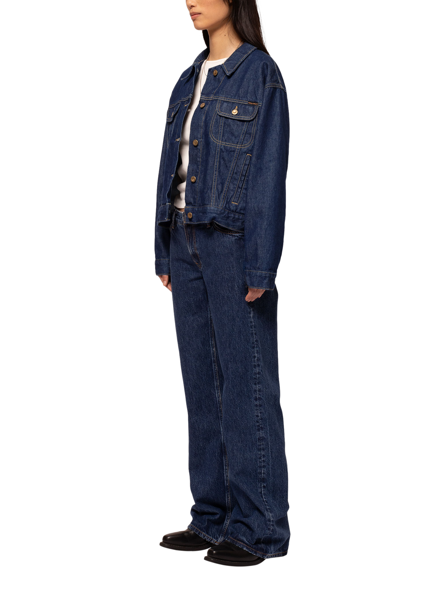 Product image 2 of 5, which shows Nudie Jeans Berit Denim Jacket, Dark Blue, XS