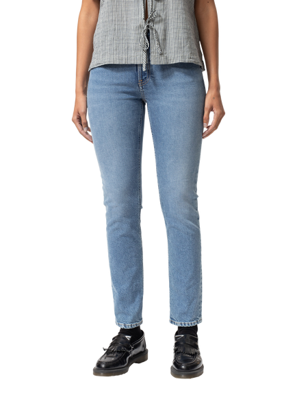 Nudie Jeans Mellow Mae Slim Fit Straight Leg Jeans, Soft Blue, Soft Blue
