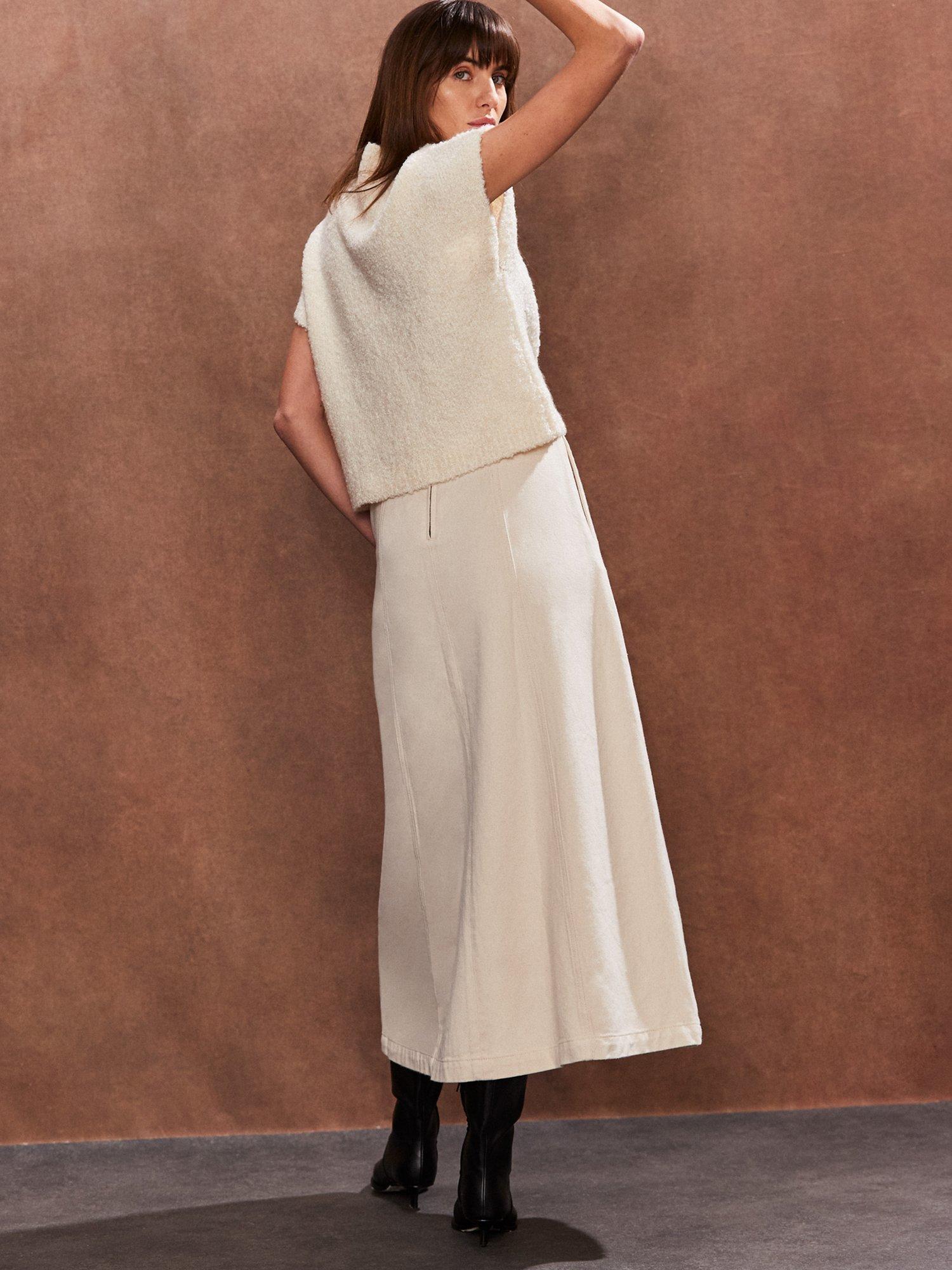 Product image 4 of 4, which shows Ro&Zo Denim A-Line Skirt, Natural, 8