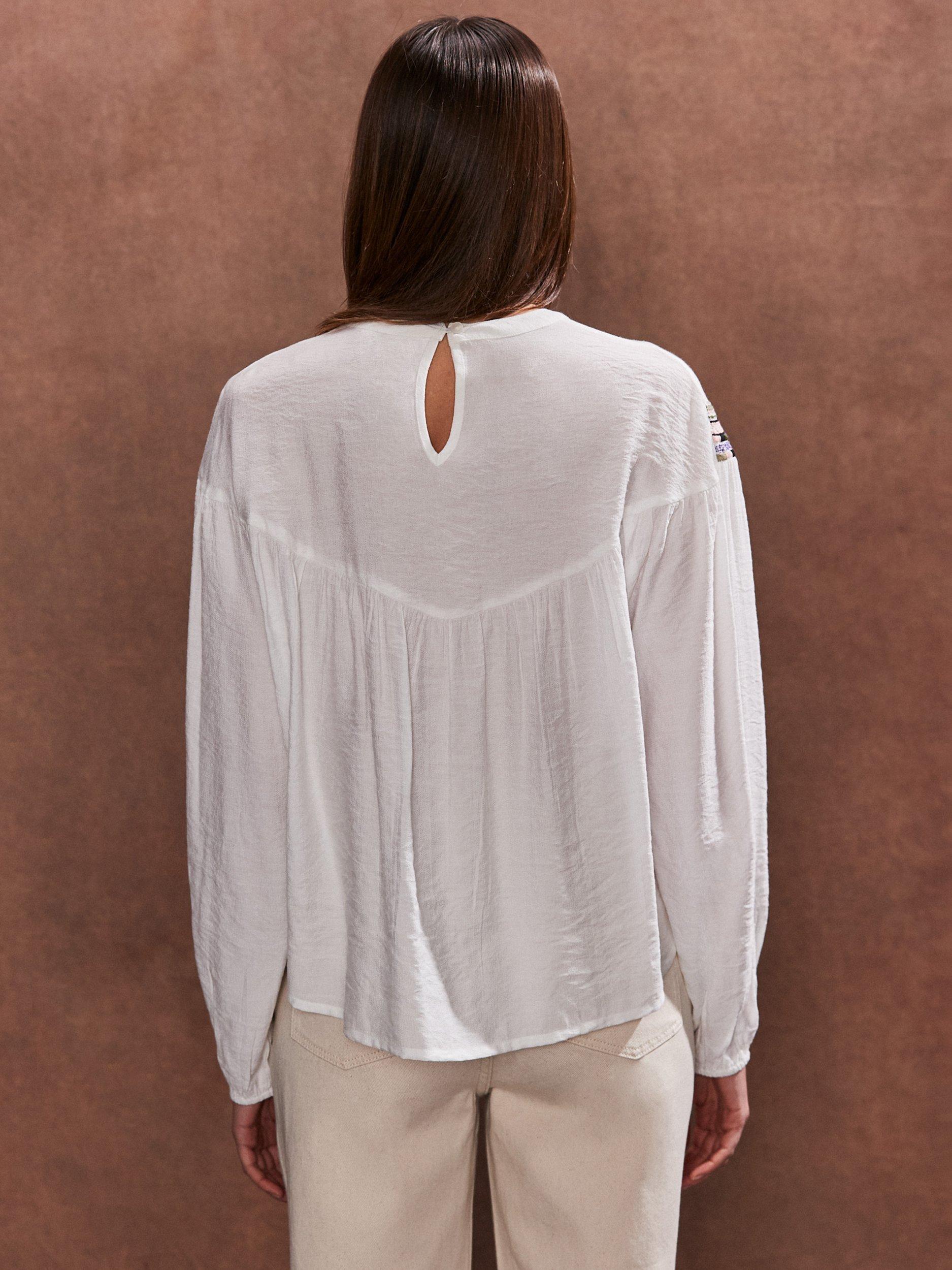 Product image 3 of 3, which shows Ro&Zo Multi Embroidered Detail Blouse, White, 6