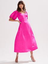 Ro&Zo Yasmin Puff Sleeve Midi Dress, Pink