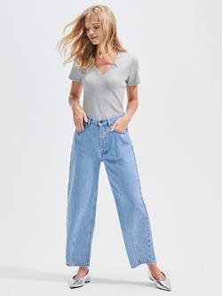 Ro&Zo Mid Rise Barrel Leg Jeans, Blue, Blue