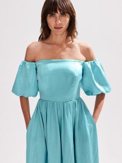 Ro&Zo Alba Bardot Puff Sleeve Dress - view 2, Blue
