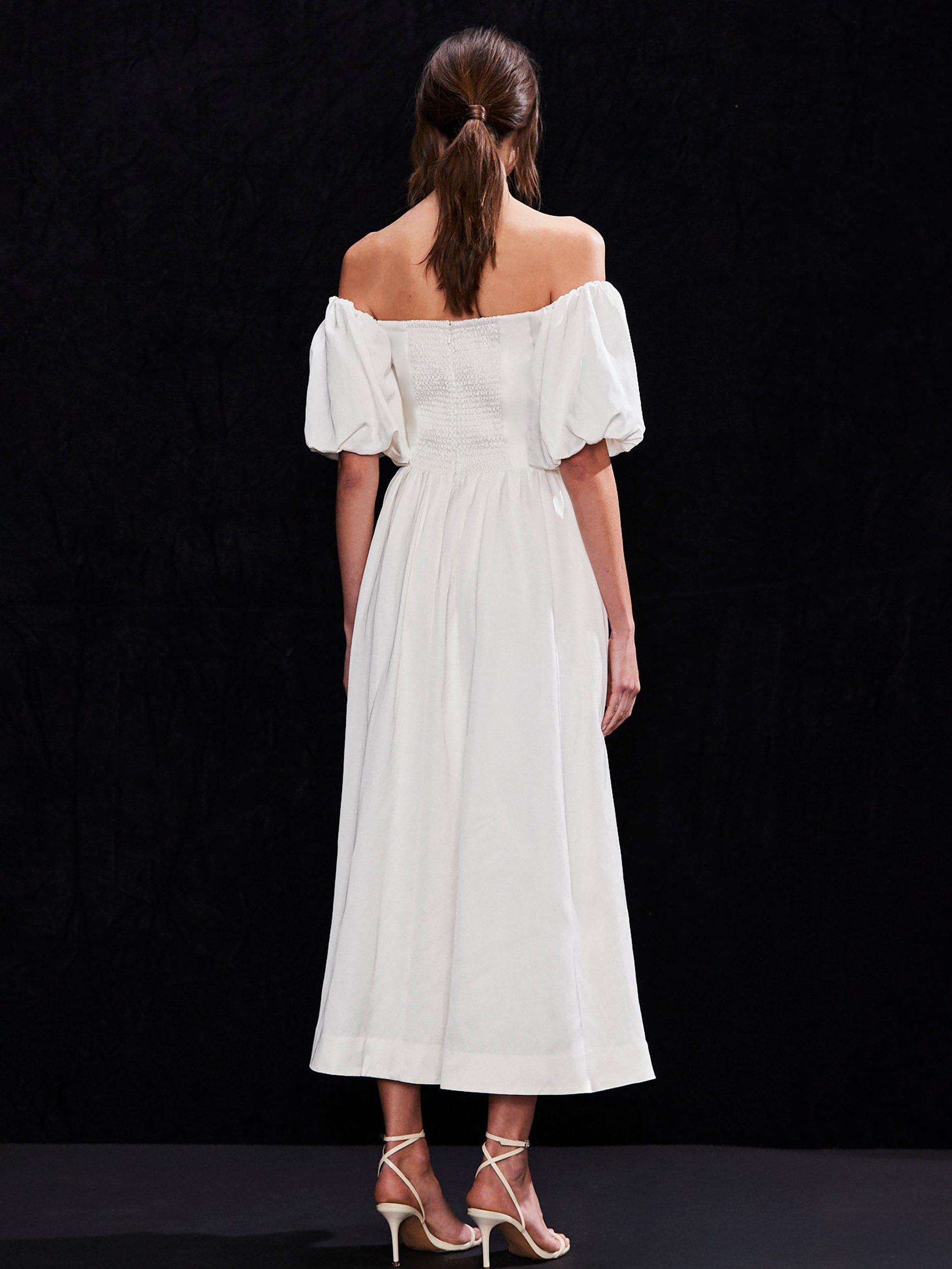 Product image 4 of 4, which shows Ro&Zo Alba Bardot Puff Sleeve Dress, White, 6