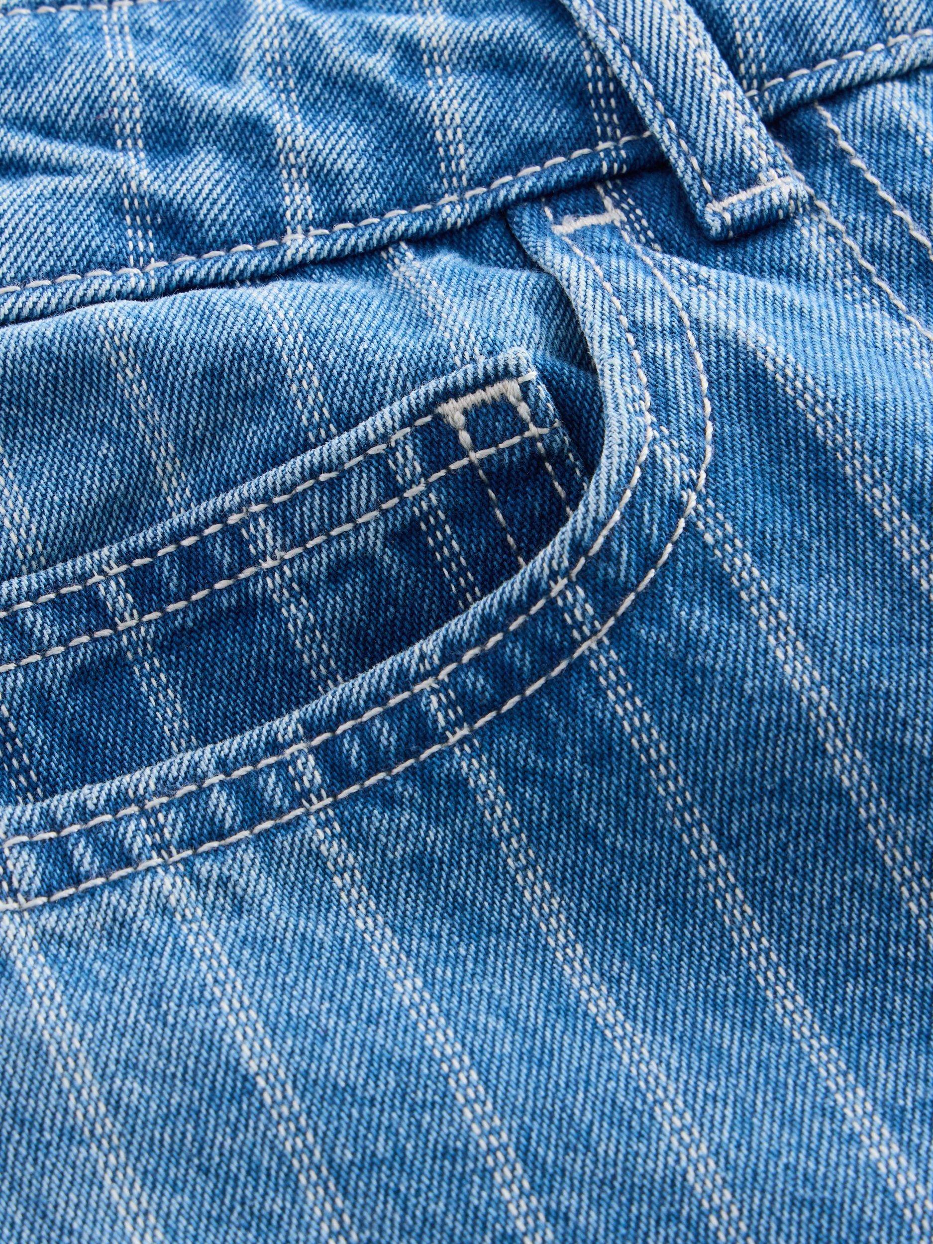 Product image 6 of 6, which shows White Stuff Tia Stripe Organic Cotton Rich Crop Wide Leg Jeans, Blue, 8R