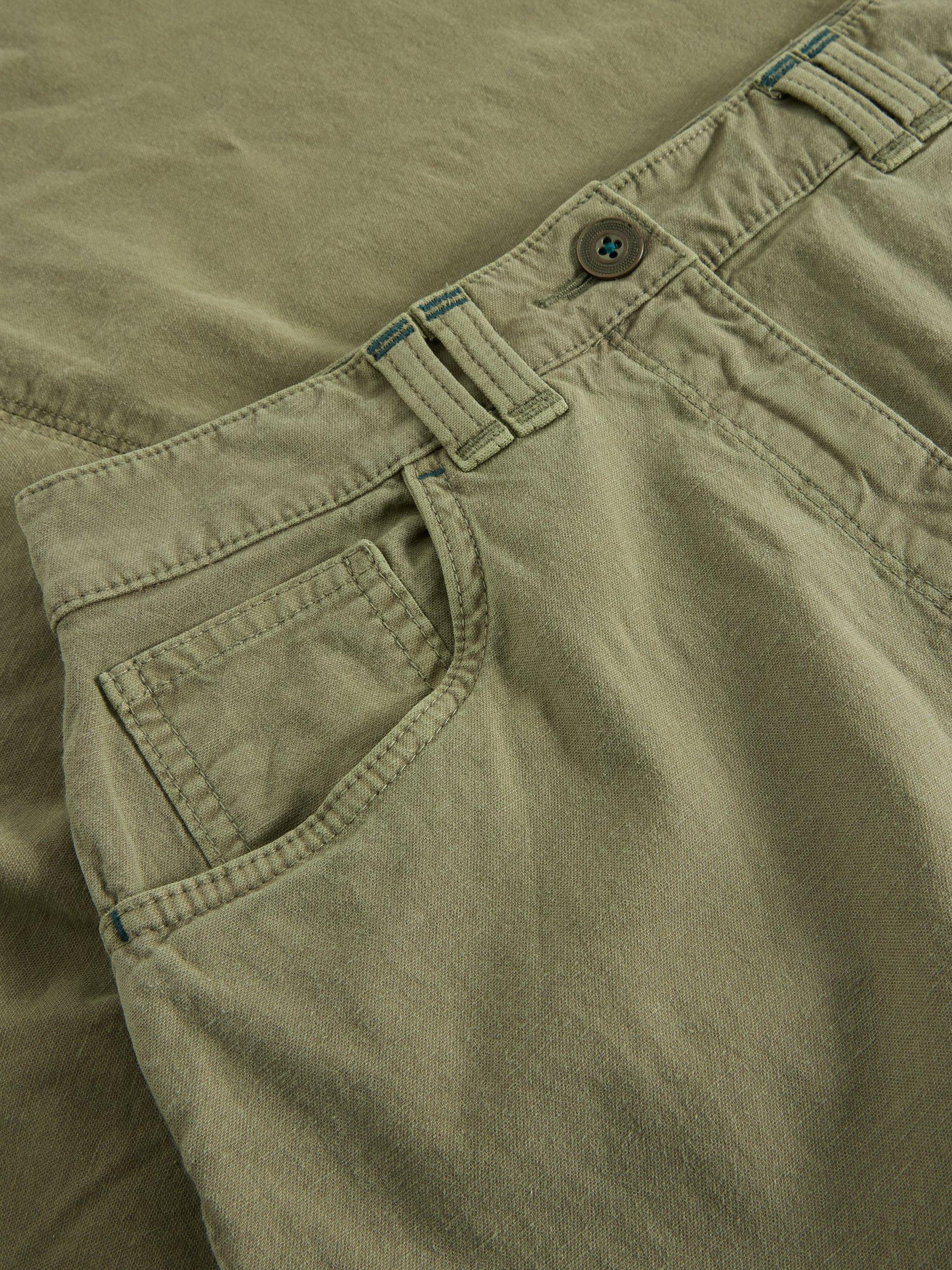 Product image 6 of 6, which shows White Stuff Quinn Organic Cotton Rich Midi Skirt, Khaki, 6