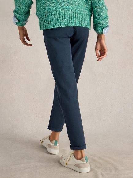 White Stuff Twister Organic Cotton Rich Chino Trousers - view 2, Dark Navy